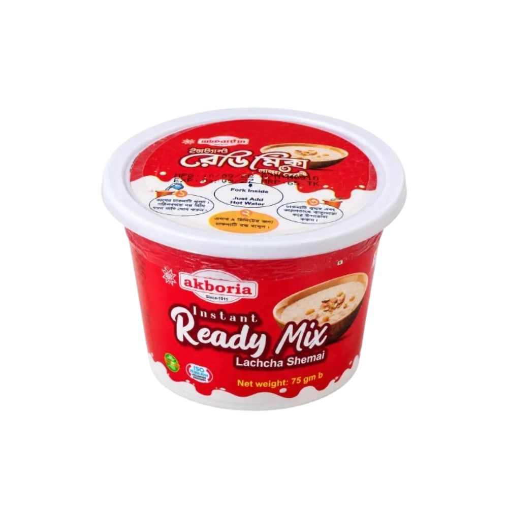 Akboria Instant Ready Mix Laccha Shemai | আকবরিয়া ইনস্ট্যান্ট রেডি মিক্স লাচ্ছা সেমাই ৭৫ গ্রাম ( 4 Cup Combo )